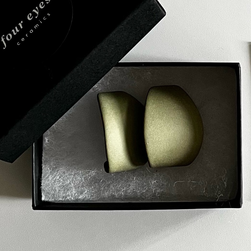 Four Eyes Ceramics, Avocado Hoop Porcelain Earrings